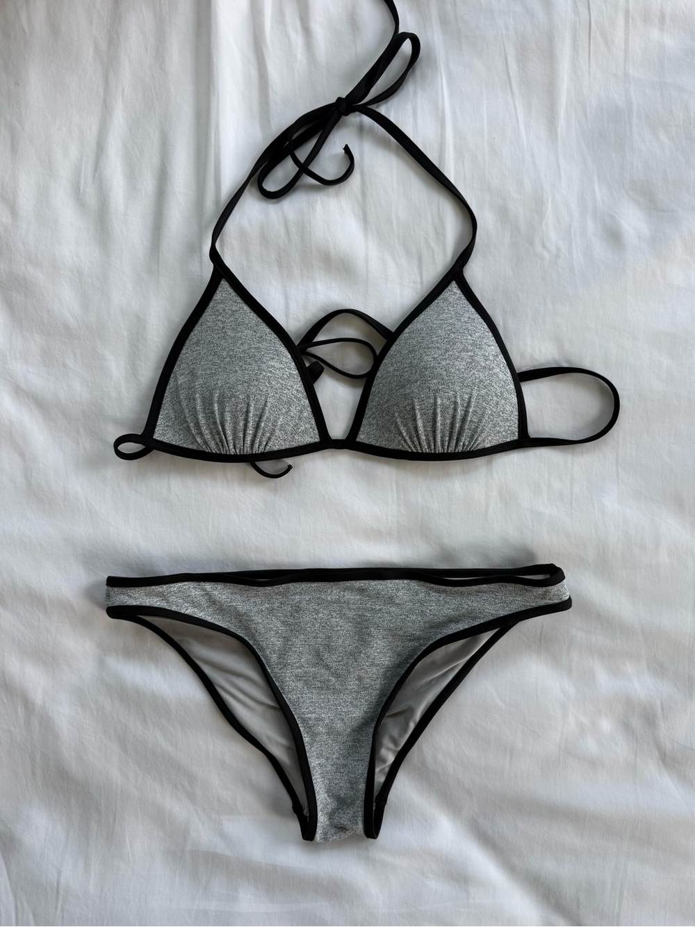 H&M Grey Triangle Bikini with Black Trim